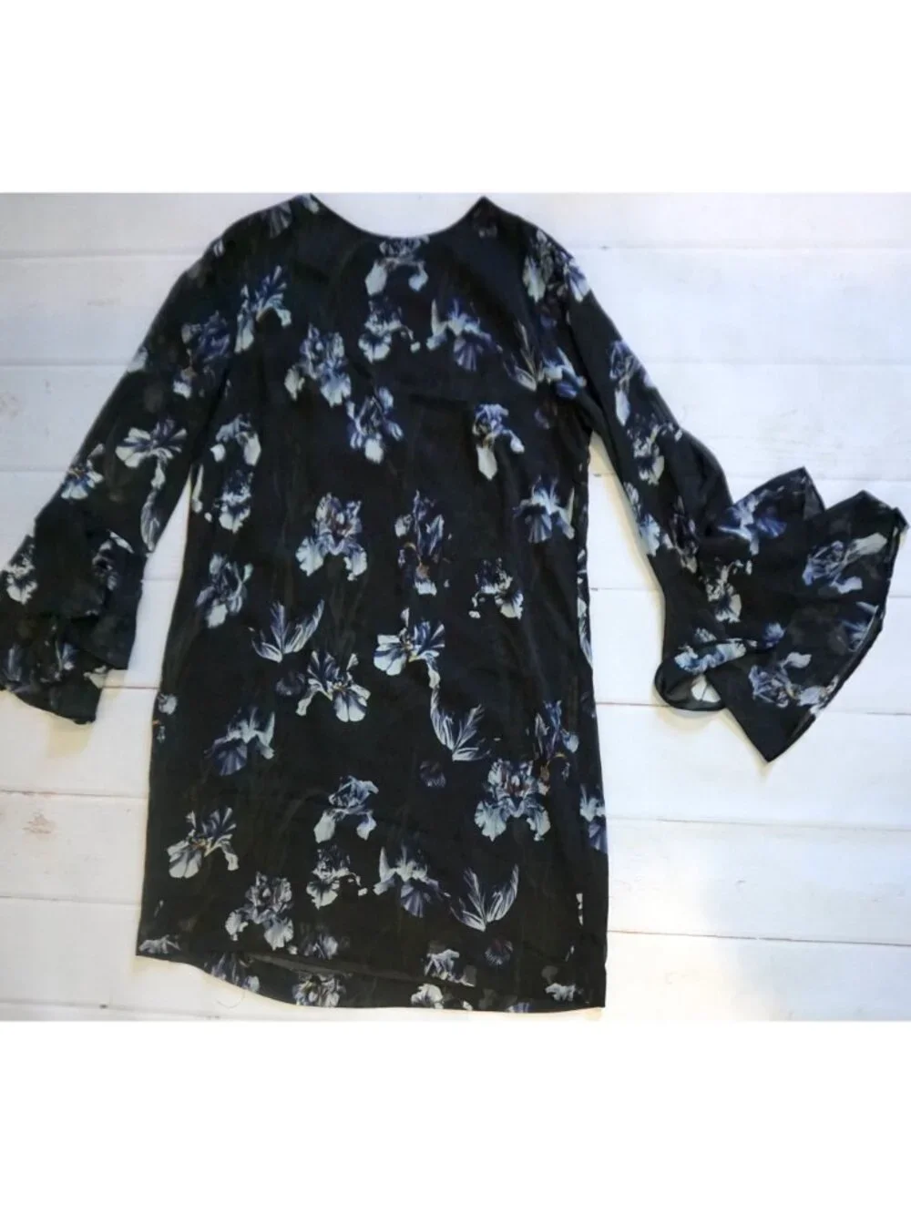 H&M Balloon-Sleeved Chiffon Dress - Size 12 - Picture 3 of 5